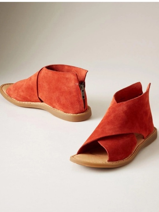 Born Shoes - Born IWA Suede Open-Toe Sandals in Aragosta Red